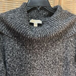 Michael Kors Black Grey White Knit Cowl Neck Sweater Lg